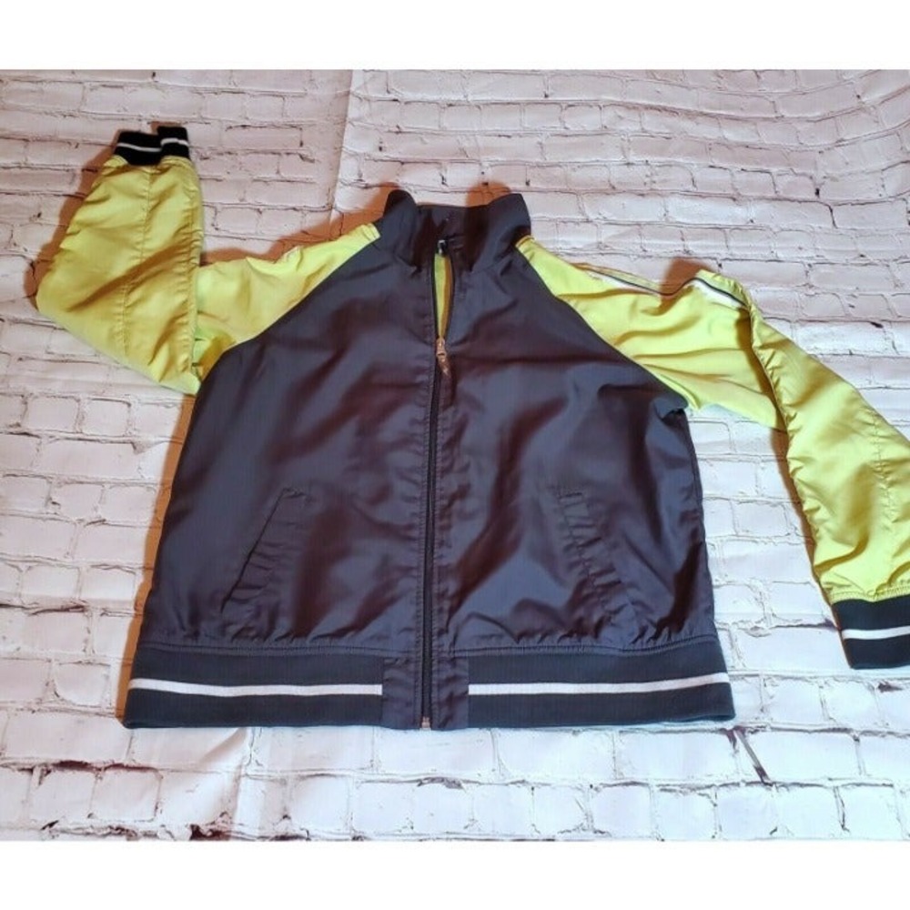 Vintage 90s Zip Windbreaker Track Jacket Gray and Green size Large retro
